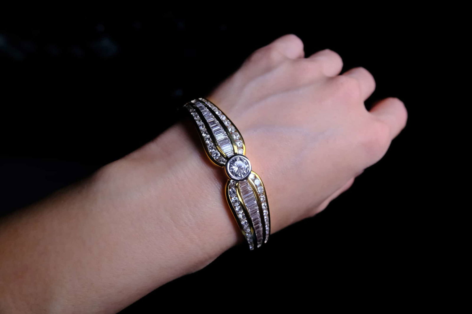 Yellow Gold Diamond Bangle Bracelet, yellow gold diamond bracelet cartier, vintage yellow gold bracelet, classic diamond bangle, antique gold bracelet for women with price, vintage designer jewelry for sale, vintage luxury singapore, vintage diamond jewelry sale, Gem Gardener