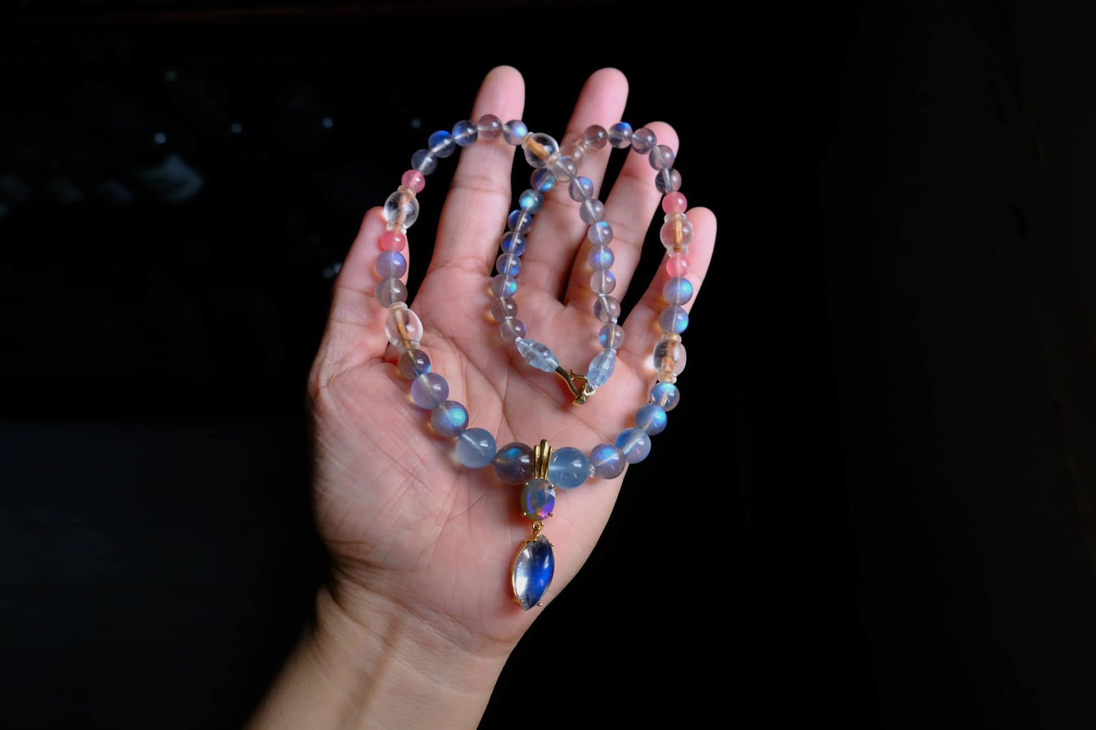 moonstone labradorite necklace, Moonstone Pendant Necklace, moonstone drop pendant, moonstone necklace beaded, labradorite bead necklace