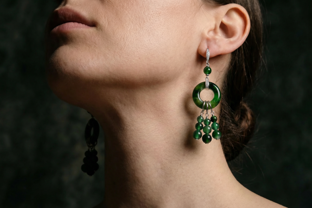 Jade Hoop Earrings, green jade dangle earrings, jade drop earrings gold, dark green jade earrings, intense green jadeite, dainty jade earrings, jadeite earrings singapore, jade earrings singapore, fine jade jewelry hong kong, jade jewellery singapore, Gem Gardener