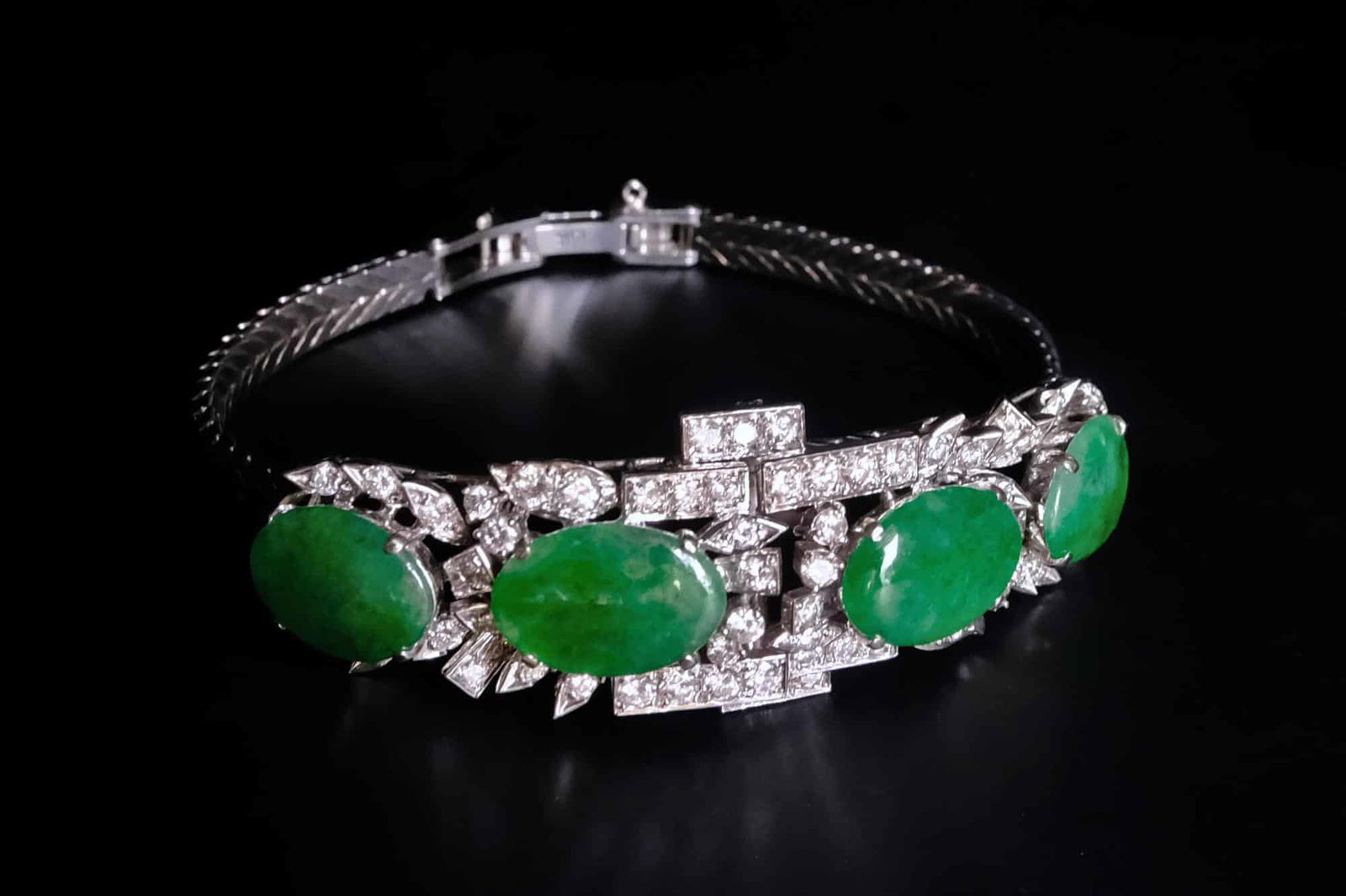 Art Deco Jade Bracelet, peranakan jade, peranakan bracelet, white gold jade bracelet, vintage jade bracelet bangle, jade bracelet singapore, jade jewellery singapore, Gem Gardener