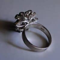 Antique Jade Ring, vintage jade ring with diamonds, vintage jade rings for sale, jade flower ring, jade cluster ring, jade and diamond cluster ring, vintage jade jewelry for sale, antique jade jewelry for sale, Gem Gardener