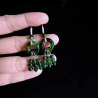 Jade Hoop Earrings, green jade dangle earrings, jade drop earrings gold, dark green jade earrings, intense green jadeite, dainty jade earrings, jadeite earrings singapore, jade earrings singapore, fine jade jewelry hong kong, jade jewellery singapore, Gem Gardener