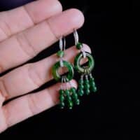 Jade Hoop Earrings, green jade dangle earrings, jade drop earrings gold, dark green jade earrings, intense green jadeite, dainty jade earrings, jadeite earrings singapore, jade earrings singapore, fine jade jewelry hong kong, jade jewellery singapore, Gem Gardener
