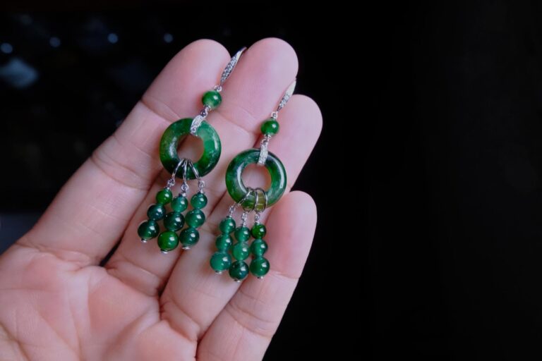 Jade Hoop Earrings, green jade dangle earrings, jade drop earrings gold, dark green jade earrings, intense green jadeite, dainty jade earrings, jadeite earrings singapore, jade earrings singapore, fine jade jewelry hong kong, jade jewellery singapore, Gem Gardener