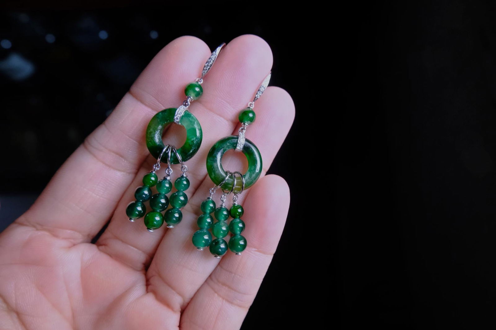 Jade Hoop Earrings, green jade dangle earrings, jade drop earrings gold, dark green jade earrings, intense green jadeite, dainty jade earrings, jadeite earrings singapore, jade earrings singapore, fine jade jewelry hong kong, jade jewellery singapore, Gem Gardener