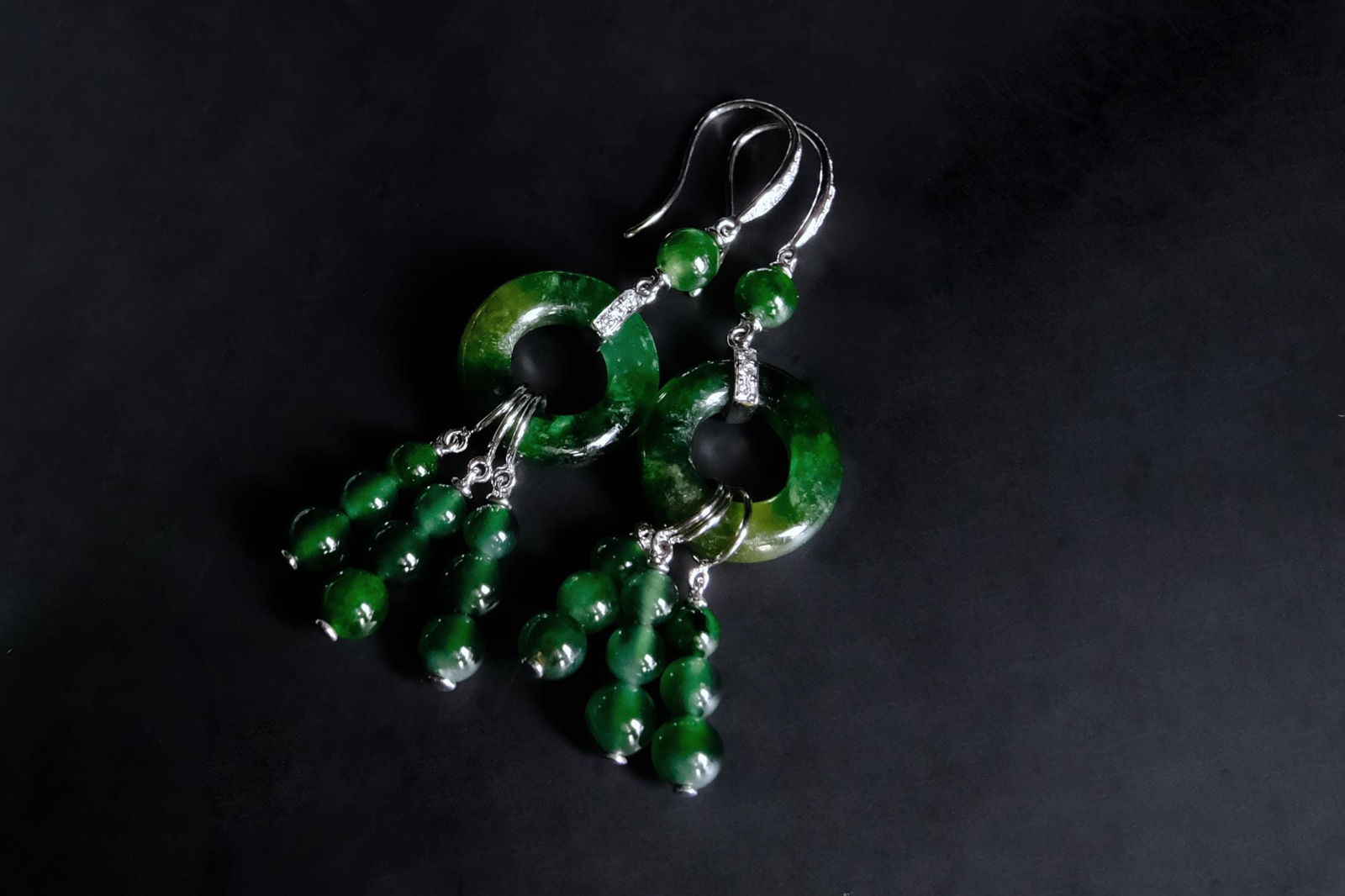 Jade Hoop Earrings, green jade dangle earrings, jade drop earrings gold, dark green jade earrings, intense green jadeite, dainty jade earrings, jadeite earrings singapore, jade earrings singapore, fine jade jewelry hong kong, jade jewellery singapore, Gem Gardener