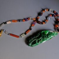 Qing Dynasty Jadeite, qing dynasty jade pendant, antique carved jade pendant, antique carved jade necklace, carved jadeite necklace, carved jade bead necklace, antique jade jewellery, antique jade jewellery, jade jewellery singapore, Gem Gardener