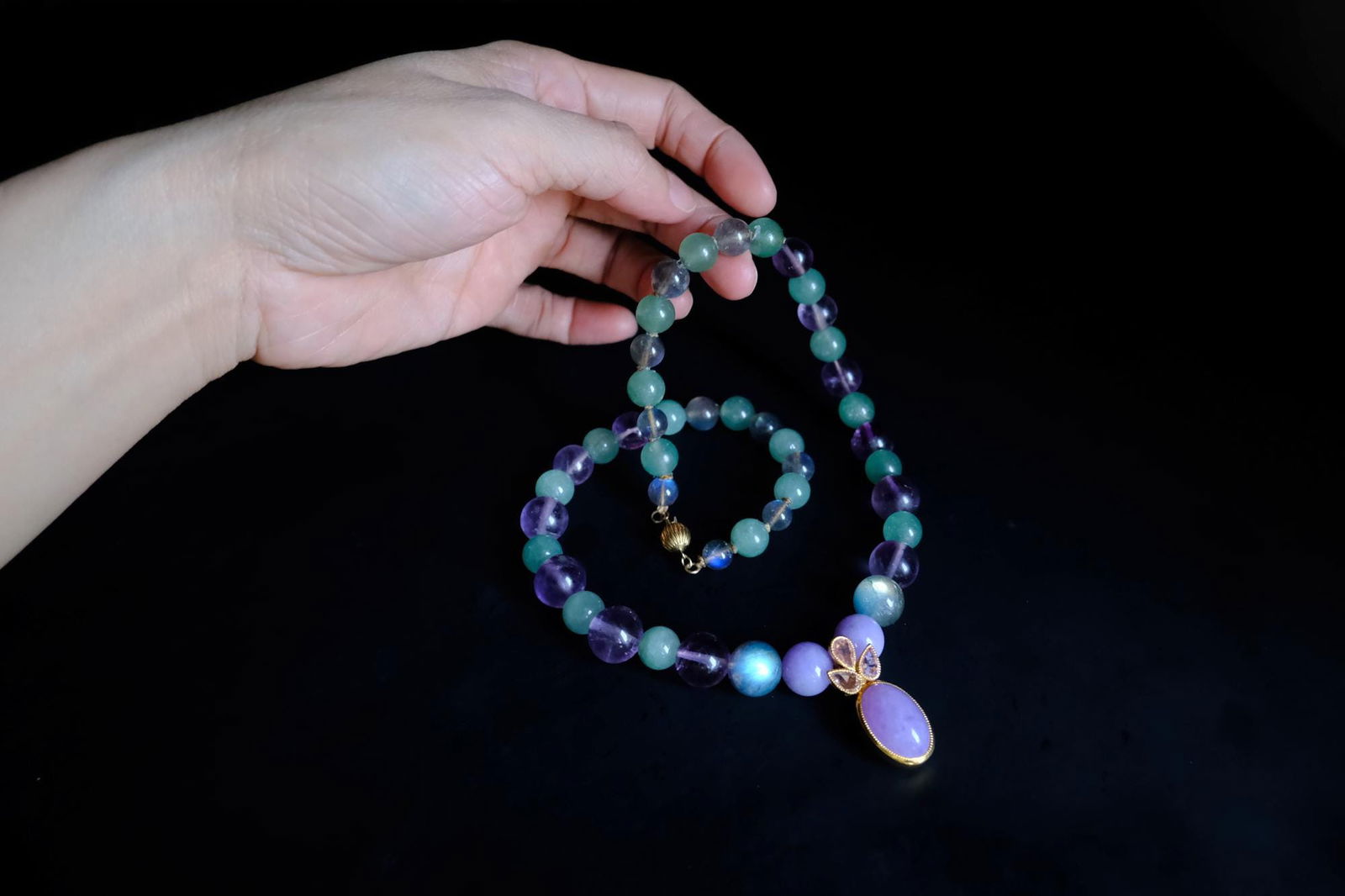 lavender jade pendant, flip pendant, purple jade pendant necklace, lavender jade jewelry, lavender jade singapore, amethyst bead necklace, amethyst bead jewelry, fine jewelry beaded necklace, jade bead necklace with pendant, Gem Gardener