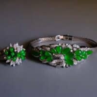 Antique Jade Ring, vintage jade ring with diamonds, vintage jade rings for sale, jade flower ring, jade cluster ring, jade and diamond cluster ring, vintage jade jewelry for sale, antique jade jewelry for sale, Gem Gardener