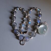 Large Moonstone Pendant Necklace, large moonstone pendants, large moonstone necklace, moonstone pendant necklace, moonstone labradorite necklace, moonstone and labradorite necklace, labradorite necklace beads, beaded necklace fine jewelry, moonstone necklace singapore, Gem Gardener