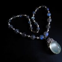 Large Moonstone Pendant Necklace, large moonstone pendants, large moonstone necklace, moonstone pendant necklace, moonstone labradorite necklace, moonstone and labradorite necklace, labradorite necklace beads, beaded necklace fine jewelry, moonstone necklace singapore, Gem Gardener