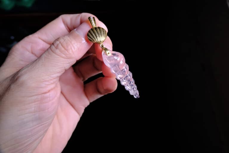 shell pendant necklace, shell charm necklace gold, shell pendant beaded necklace, rose quartz pendant necklace, carved stone shell pendant, shell carved necklace, fine beaded necklace, beaded necklace singapore, Gem Gardener