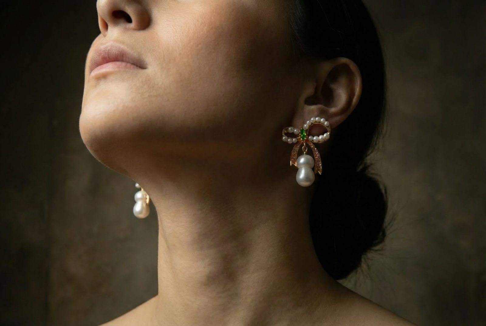 bow pearl drop earrings, ribbon earrings with pearl, pearl drop earrings singapore, ribbon stud earrings gold, bow pearl earrings gold, double pearl drop earrings, peanut pearl earrings, pearl earrings singapore, Gem gardener