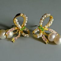 bow pearl drop earrings, ribbon earrings with pearl, pearl drop earrings singapore, ribbon stud earrings gold, bow pearl earrings gold, double pearl drop earrings, peanut pearl earrings, pearl earrings singapore, Gem gardener