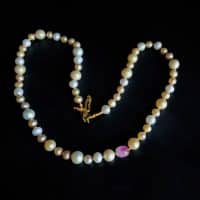 Big Pearl Little Pearl Necklace, Big Small Pearl Necklace, Beige Pearl Necklace, cream pearl necklace gold, pearl necklace singapore
