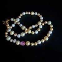 Big Pearl Little Pearl Necklace, Big Small Pearl Necklace, Beige Pearl Necklace, cream pearl necklace gold, pearl necklace singapore