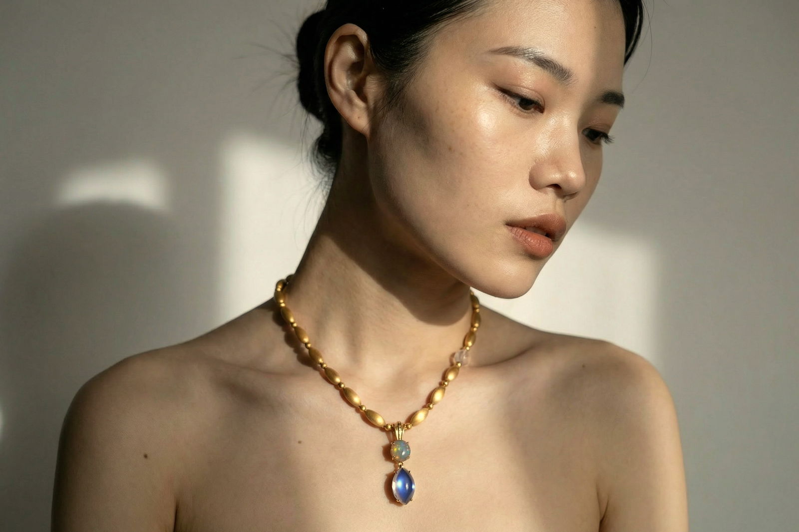 Moonstone Pendant Necklace, artisan necklace silver, moonstone opal pendant, artisan beaded necklace, artisan pendant necklace, artisan jewelry singapore, Gem Gardener
