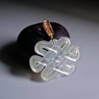 endless knot jade, 盘长结, icy jade pendant, eternal knot jade, chinese endless knot, eternal knot jade jewelry, large white jade pendant, white jade pendant chinese, white jade singapore, jade jewellery singapore, Gem Gardener