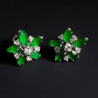 green jade flower earrings, green jade stud earrings, jade flower stud earrings, modern jade jewellery singapore, modern jade earrings, jade stud earrings singapore, Gem Gardener