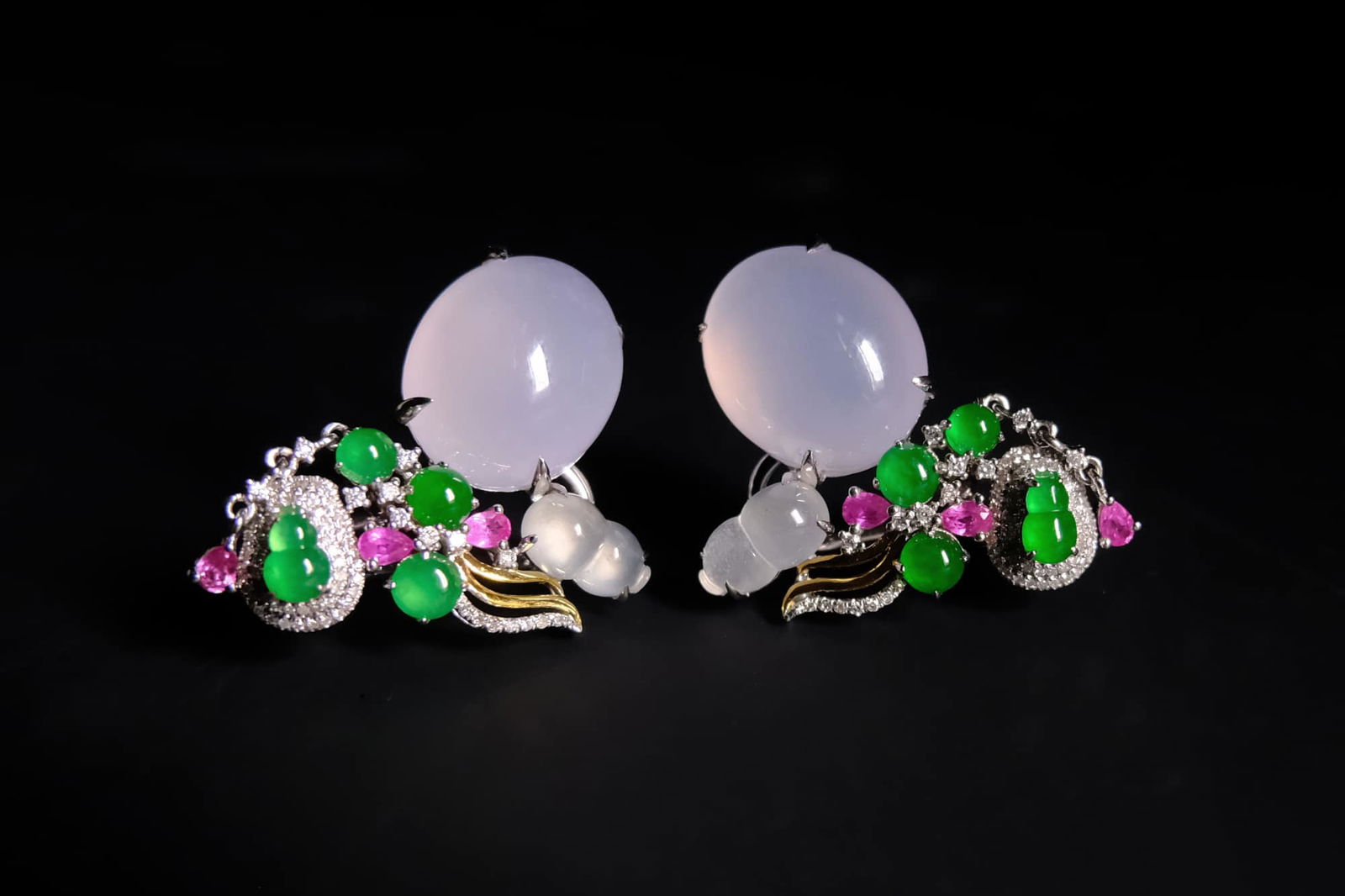 lavender jade earrings, jade statement earrings, lavender jade jewelry, light lavender jade, light lavender jadeite, lavender jade earrings singapore, fine jade jewelry hong kong, jade jewellery singapore, Gem Gardener
