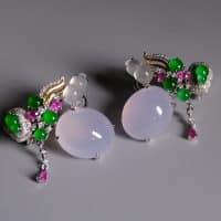 lavender jade earrings, jade statement earrings, lavender jade jewelry, light lavender jade, light lavender jadeite, lavender jade earrings singapore, fine jade jewelry hong kong, jade jewellery singapore, Gem Gardener