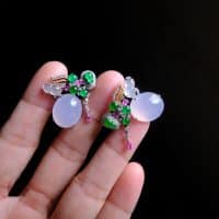lavender jade earrings, jade statement earrings, lavender jade jewelry, light lavender jade, light lavender jadeite, lavender jade earrings singapore, fine jade jewelry hong kong, jade jewellery singapore, Gem Gardener