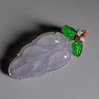 carved lavender jade pendant, lavender jade pendant, light lavender jadeite, purple jade pendant, carved leaf pendant, lavender jade jewelry, jade jewellery singapore, jade pendant singapore, Gem Gardener
