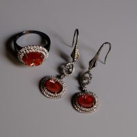 red jade earrings, icy red jade, icy red jadeite, red jade singapore, red jade jewelry, jade jewellery singapore, red jadeite ring, red jadeite jade, jade earrings and ring set, Gem Gardener