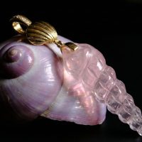 conch shell pendant, rose quartz pendant, rose quartz shell pendant, shell pendant necklace long, long gold shell pendant necklace, shell necklace singapore, shell charm pendant, Gem Gardener
