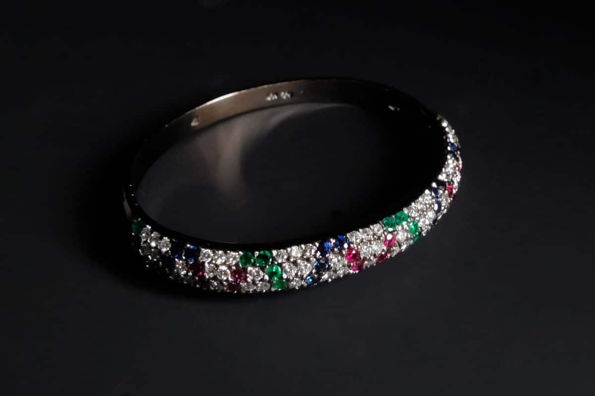 Multi Gem Bangle Bracelet, multi gemstone cuff bracelet