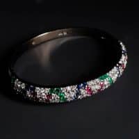 Multi Gem Bangle Bracelet, multi gemstone cuff bracelet