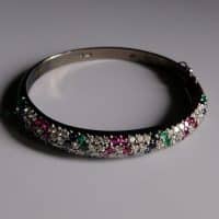 Multi Gem Bangle Bracelet, multi gemstone cuff bracelet