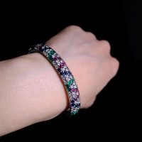 Multi Gem Bangle Bracelet, multi gemstone cuff bracelet