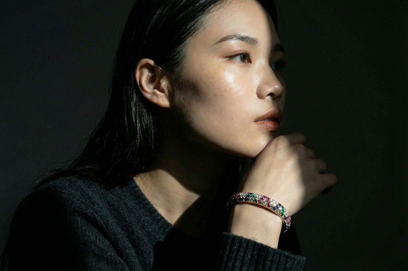 Multi Gem Bangle Bracelet, multi gemstone cuff bracelet