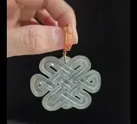 ice white jade endless knot pendant 18k video