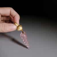 conch shell pendant, rose quartz pendant, rose quartz shell pendant, shell pendant necklace long, long gold shell pendant necklace, shell necklace singapore, shell charm pendant, Gem Gardener
