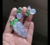 lavender jade diamond earrings pendant set video