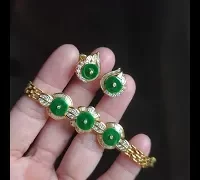 dark green jade bracelet earrings set video