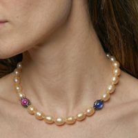 cream pearl necklace, beige pearl necklace, bridal pearl necklace gold, oval pearl necklace gold, unique pearl necklace gold, pearls singapore jewellery, pearl necklace singapore, Gem Gardener