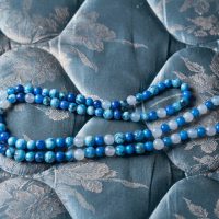 chrysocolla necklace gold, blue apatite necklace, Blue Long Beaded Necklace, long natural stone bead necklace, long beaded necklace, long necklace singapore, blue beaded necklace, blue apatite and chrysocolla, beaded tiered necklace, beaded necklace singapore