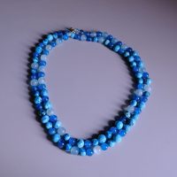 chrysocolla necklace gold, blue apatite necklace, Blue Long Beaded Necklace, long natural stone bead necklace, long beaded necklace, long necklace singapore, blue beaded necklace, blue apatite and chrysocolla, beaded tiered necklace, beaded necklace singapore