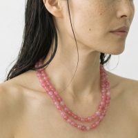pink long beaded necklace, long natural stone bead necklace, long necklace singapore, beaded necklace singapore, long beaded necklace, rhodochrosite bead necklace, rhodonite bead necklace, fine jewelry beaded necklace, Gem Gardener