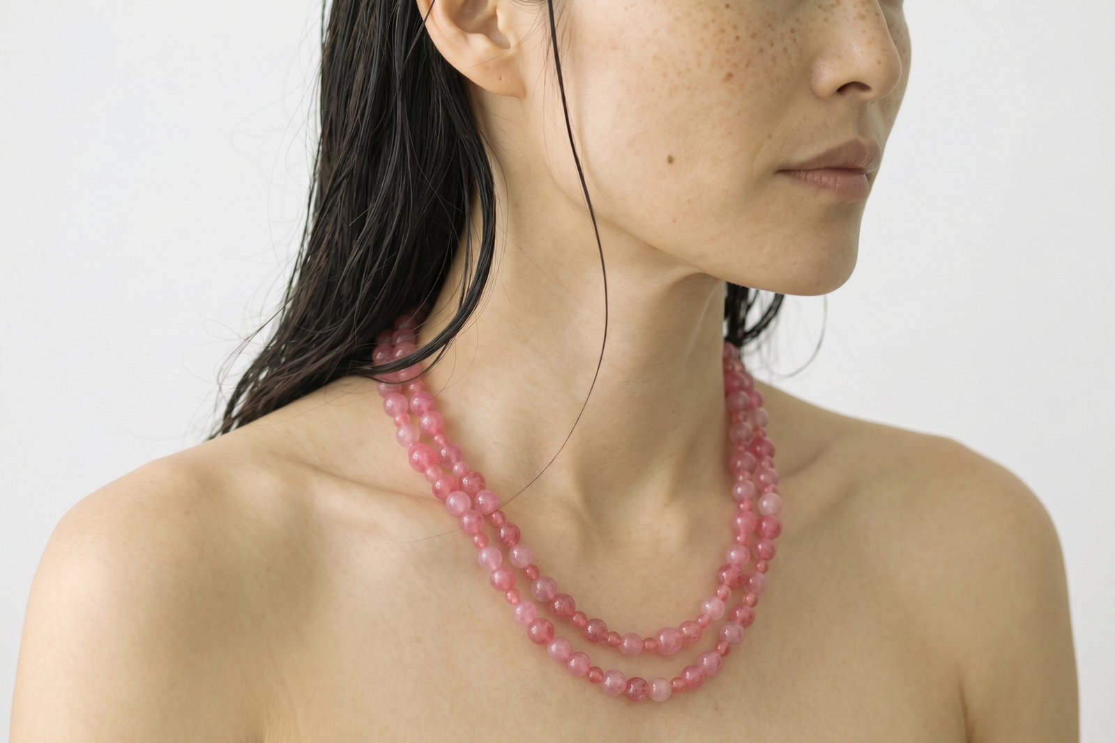 pink long beaded necklace, long natural stone bead necklace, long necklace singapore, beaded necklace singapore, long beaded necklace, rhodochrosite bead necklace, rhodonite bead necklace, fine jewelry beaded necklace, Gem Gardener