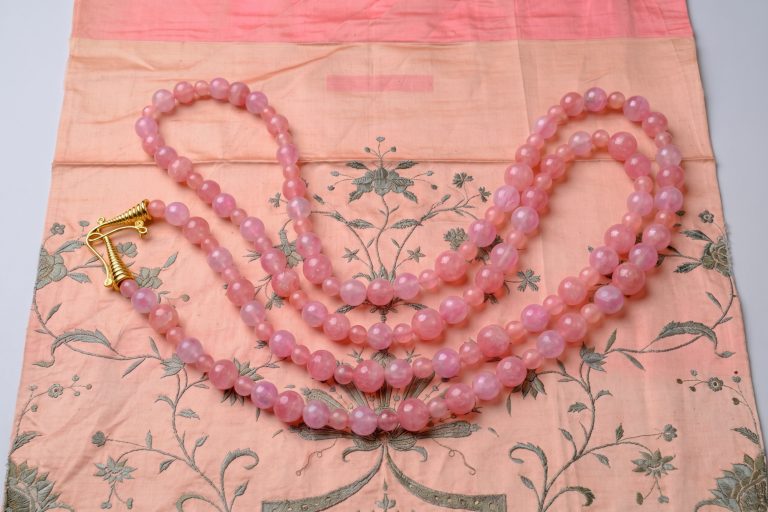 pink long beaded necklace, long natural stone bead necklace, long necklace singapore, beaded necklace singapore, long beaded necklace, rhodochrosite bead necklace, rhodonite bead necklace, fine jewelry beaded necklace, Gem Gardener