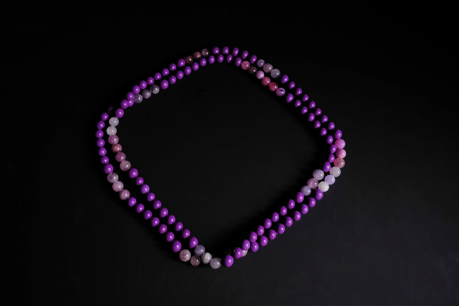 long purple bead necklace, long natural stone bead necklace, phosphosiderite necklace, long necklace singapore, beaded necklace singapore, long beaded necklace, Gem Gardener
