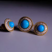 Vintage Natural Turquoise Earrings and Ring Set