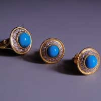 Vintage Natural Turquoise Earrings and Ring Set
